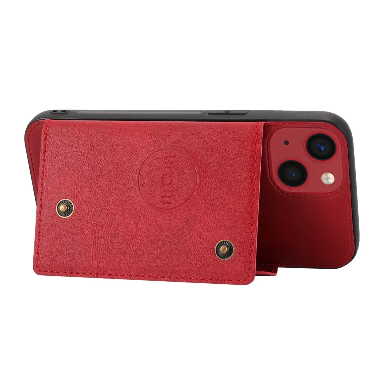 Custodia per telefono PU + TPU con slot per schede con doppia fibbia, For iPhone 14, For iPhone 14 Plus, For iPhone 14 Pro, For iPhone 14 Pro Max