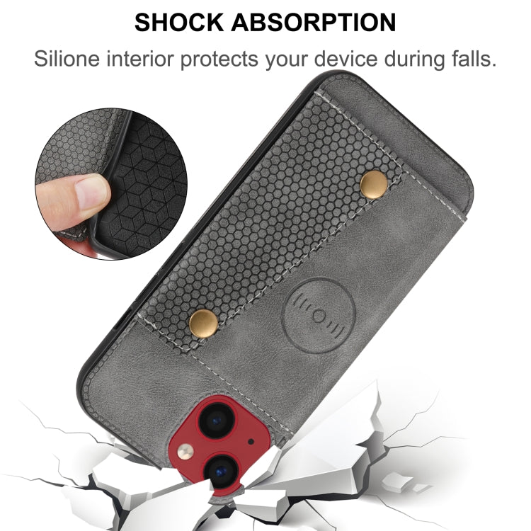 Custodia per telefono PU + TPU con slot per schede con doppia fibbia, For iPhone 14, For iPhone 14 Plus, For iPhone 14 Pro, For iPhone 14 Pro Max