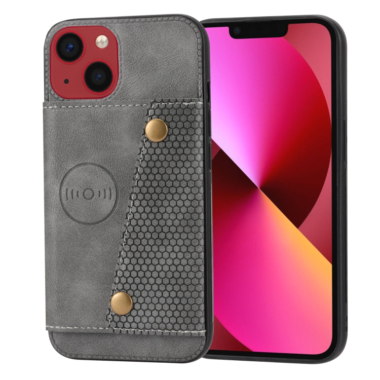 Custodia per telefono PU + TPU con slot per schede con doppia fibbia, For iPhone 14, For iPhone 14 Plus, For iPhone 14 Pro, For iPhone 14 Pro Max