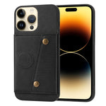 Custodia per telefono PU + TPU con slot per schede con doppia fibbia, For iPhone 14, For iPhone 14 Plus, For iPhone 14 Pro, For iPhone 14 Pro Max