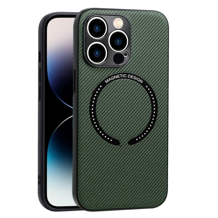 Custodia per telefono con texture in fibra di carbonio magnetica MagSafe, For iPhone 14, For iPhone 14 Plus, For iPhone 14 Pro, For iPhone 14 Pro Max, For iPhone 13