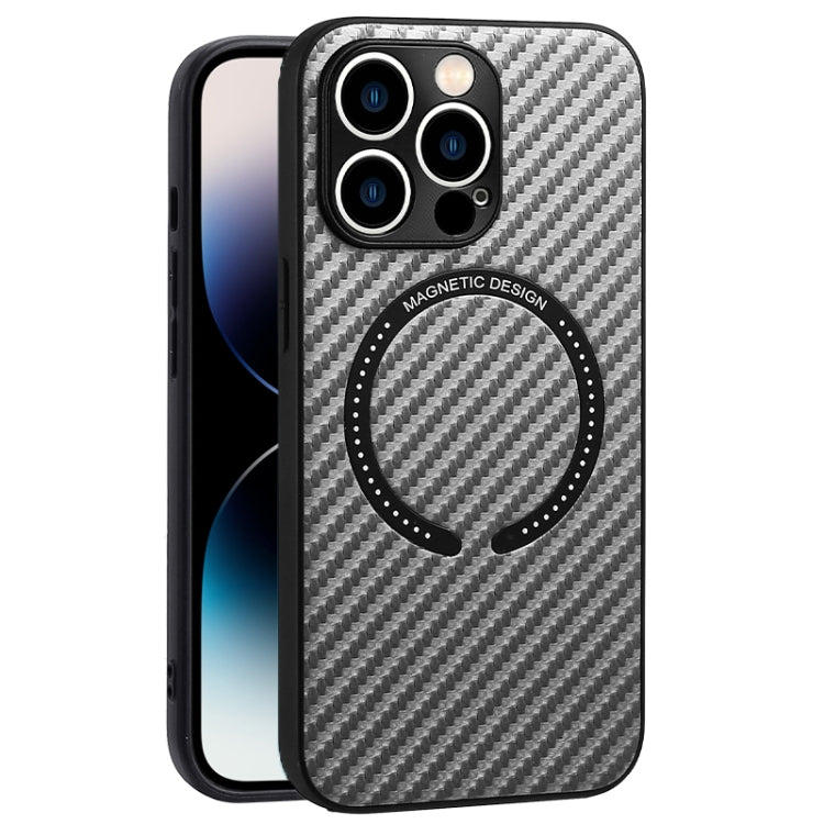 Custodia per telefono con texture in fibra di carbonio magnetica MagSafe, For iPhone 14, For iPhone 14 Plus, For iPhone 14 Pro, For iPhone 14 Pro Max, For iPhone 13