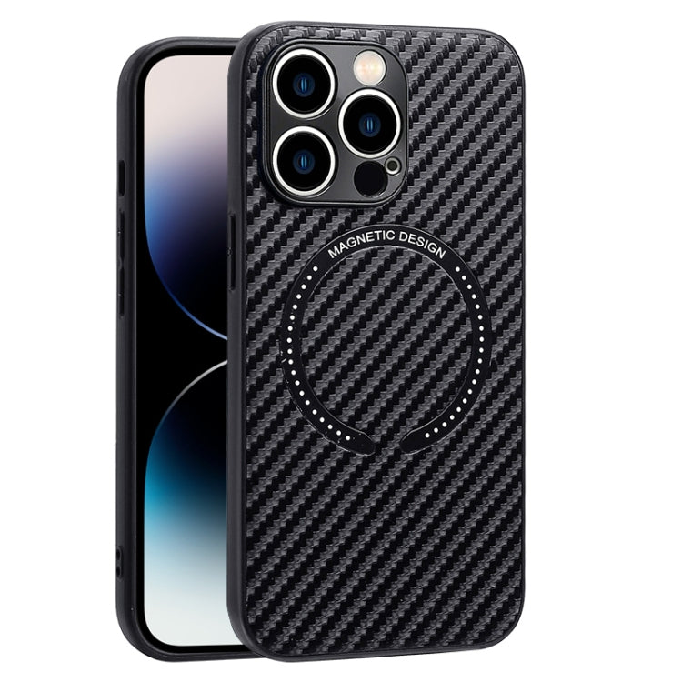 Custodia per telefono con texture in fibra di carbonio magnetica MagSafe, For iPhone 14, For iPhone 14 Plus, For iPhone 14 Pro, For iPhone 14 Pro Max, For iPhone 13