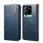 Custodia per telefono in pelle a conchiglia con struttura a cavallo pazzo in cera d'olio, For vivo V25 Pro