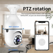 A6 2MP HD Lampadina Telecamera WiFi Supporto rilevamento movimento/Audio bidirezionale/Visione notturna/Scheda TF, Without Memory Card