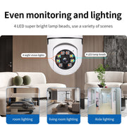 A6 2MP HD Lampadina Telecamera WiFi Supporto rilevamento movimento/Audio bidirezionale/Visione notturna/Scheda TF, Without Memory Card