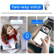 A6 2MP HD Lampadina WiFi Supporto telecamera Rilevazione movimento/Audio bidirezionale/Visione notturna/Carta TF, With 16G Memory Card