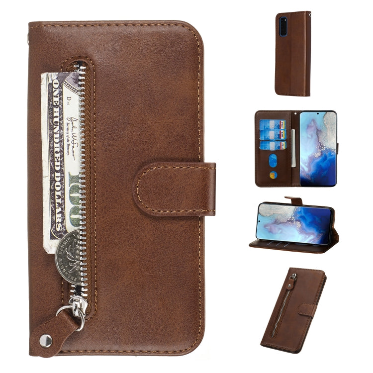 Custodia portafoglio in pelle con cerniera per Galaxy S20