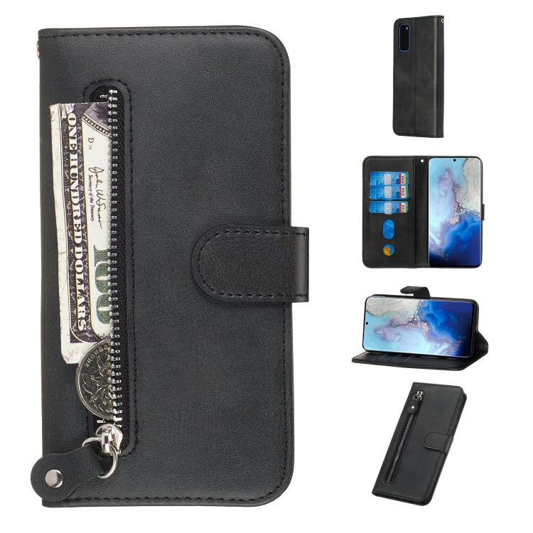 Custodia portafoglio in pelle con cerniera per Galaxy S20