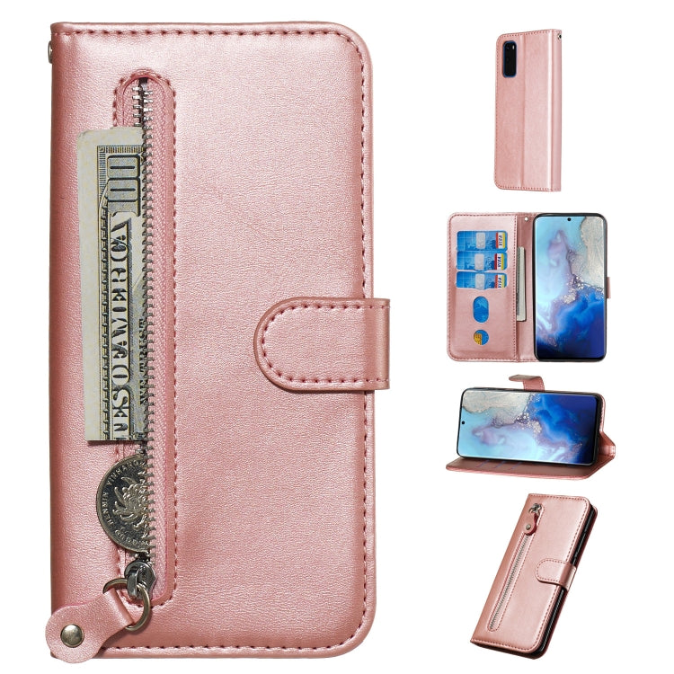 Custodia portafoglio in pelle con cerniera per Galaxy S20
