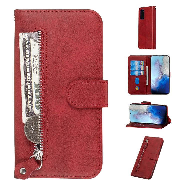 Custodia portafoglio in pelle con cerniera per Galaxy S20