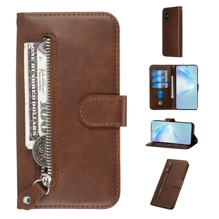 Custodia portafoglio in pelle con cerniera per Galaxy S20