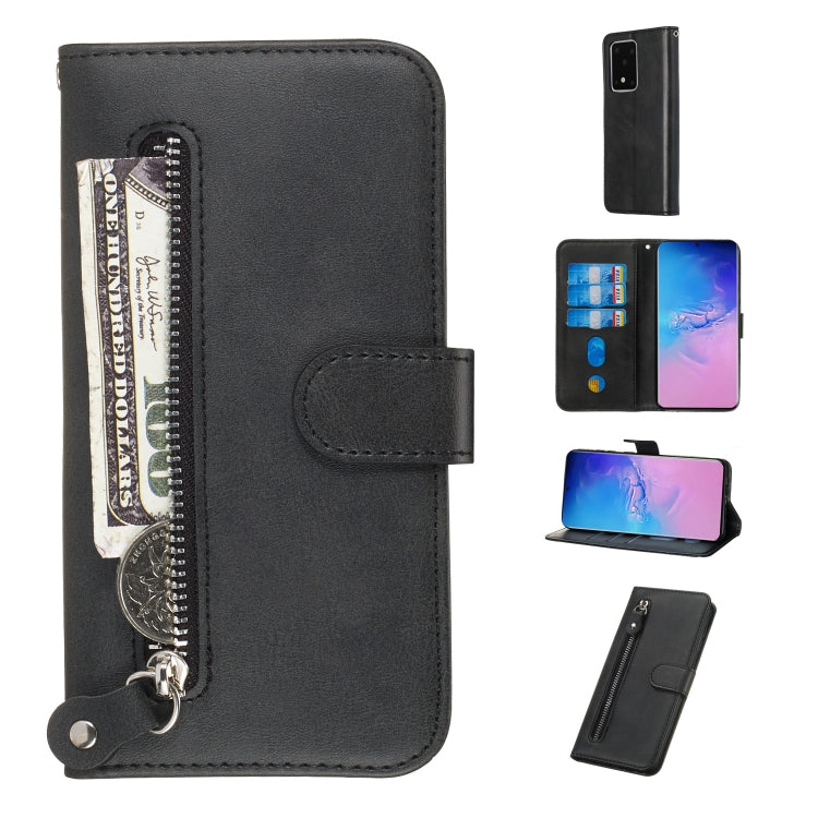 Custodia portafoglio in pelle con cerniera per Galaxy S20