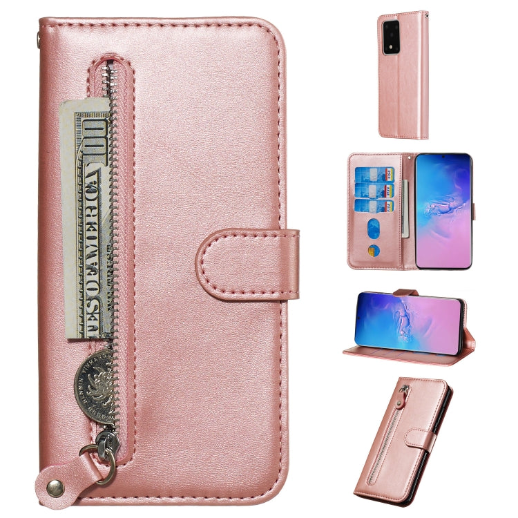 Custodia portafoglio in pelle con cerniera per Galaxy S20