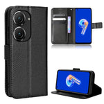 Custodia per telefono in pelle con trama a diamante, For Tecno Pova 3, For ASUS ROG Phone 6 / 6 Pro, For ASUS Zenfone 9, For Huawei nova Y90
