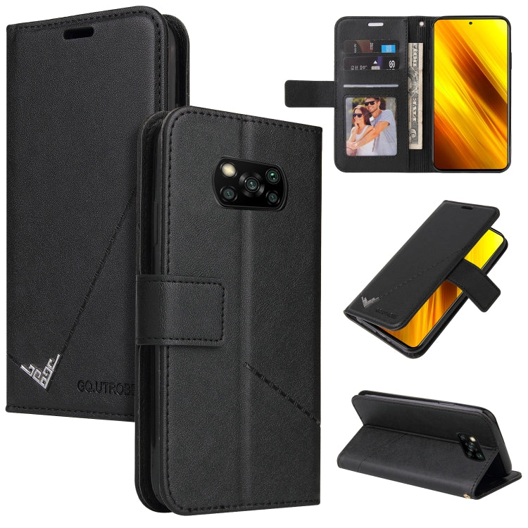 Custodia per telefono in pelle ad angolo retto GQUTROBE, For Xiaomi Poco F3, For Xiaomi Mi 11, For Xiaomi Mi Note 10, For Xiaomi Poco X3 NFC