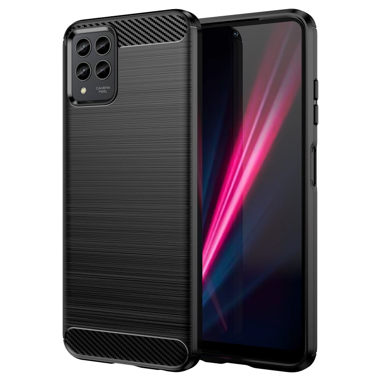 Custodia per telefono TPU in fibra di carbonio con trama spazzolata, For T-Mobile REVVL 6 Pro 5G