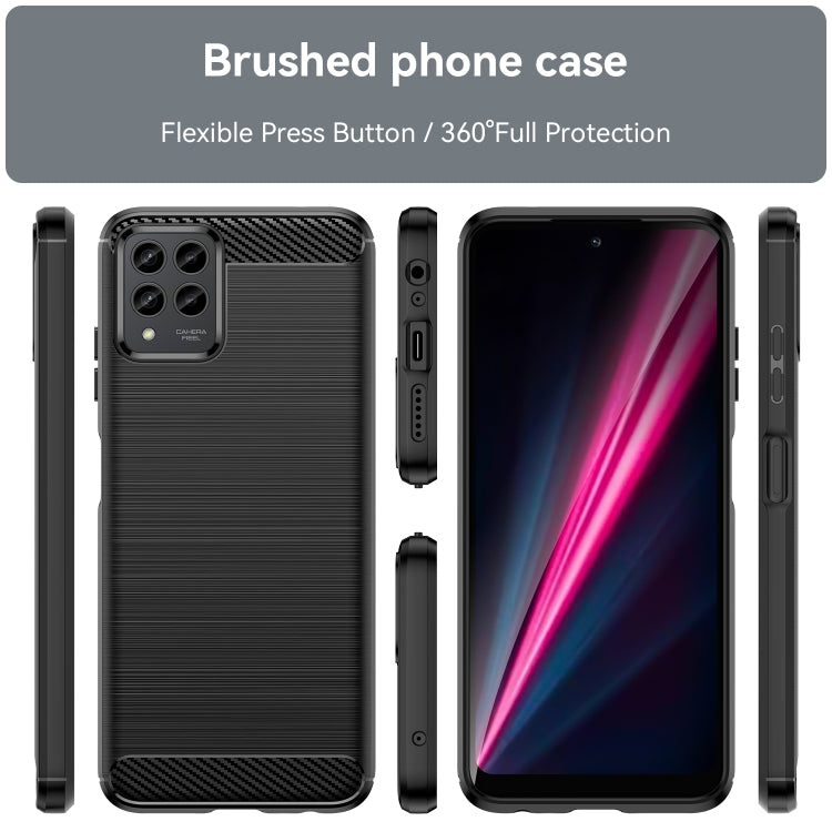 Custodia per telefono TPU in fibra di carbonio con trama spazzolata, For T-Mobile REVVL 6 Pro 5G