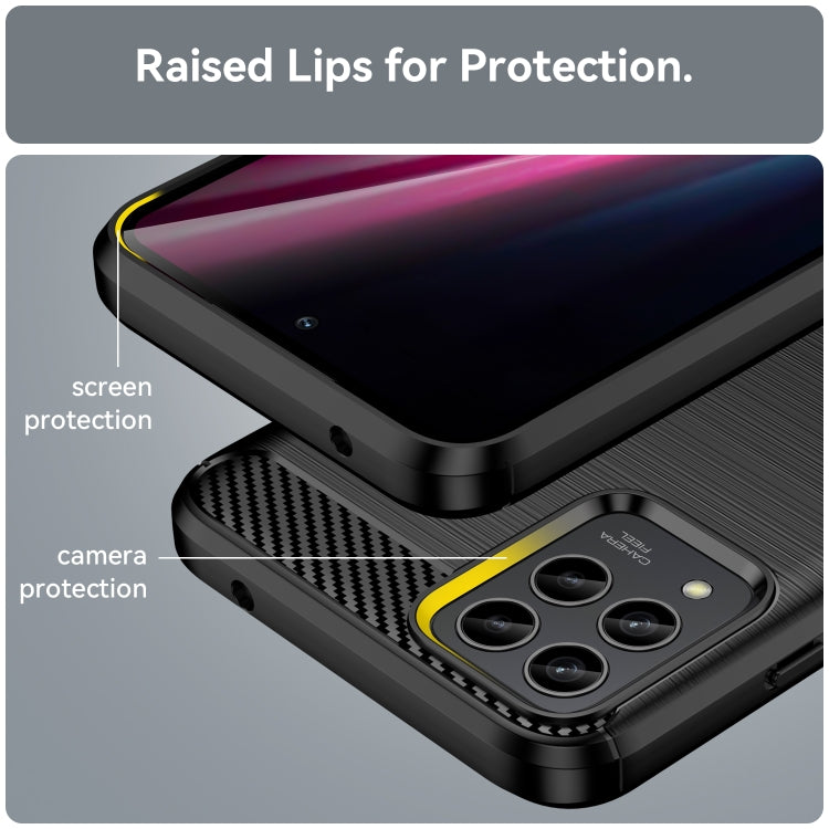 Custodia per telefono TPU in fibra di carbonio con trama spazzolata, For T-Mobile REVVL 6 Pro 5G