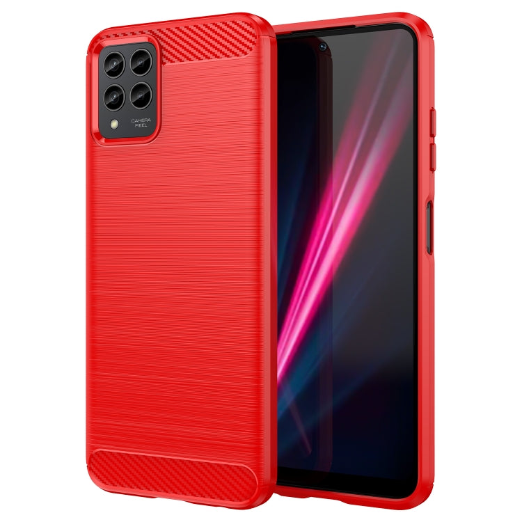 Custodia per telefono TPU in fibra di carbonio con trama spazzolata, For T-Mobile REVVL 6 Pro 5G