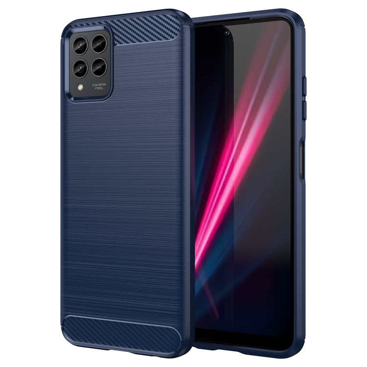 Custodia per telefono TPU in fibra di carbonio con trama spazzolata, For T-Mobile REVVL 6 Pro 5G