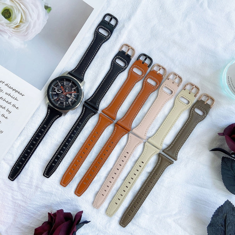 Cinturino per orologio in vera pelle con fibbia inversa da 22 mm, For Samsung Galaxy Watch3 / Huawei Watch GT3 Pro