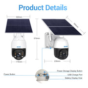 ESCAM QF724 3MP 24h Registrazione Cloud Storage PT 4G PIR Allarme Telecamera IP con pannello solare, US Plug, EU Plug