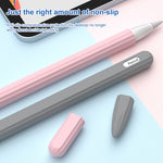 Custodia per stilo in silicone liquido a strisce 3 in 1 con due cappucci per le punte, For Apple Pencil 1, For Apple Pencil 2