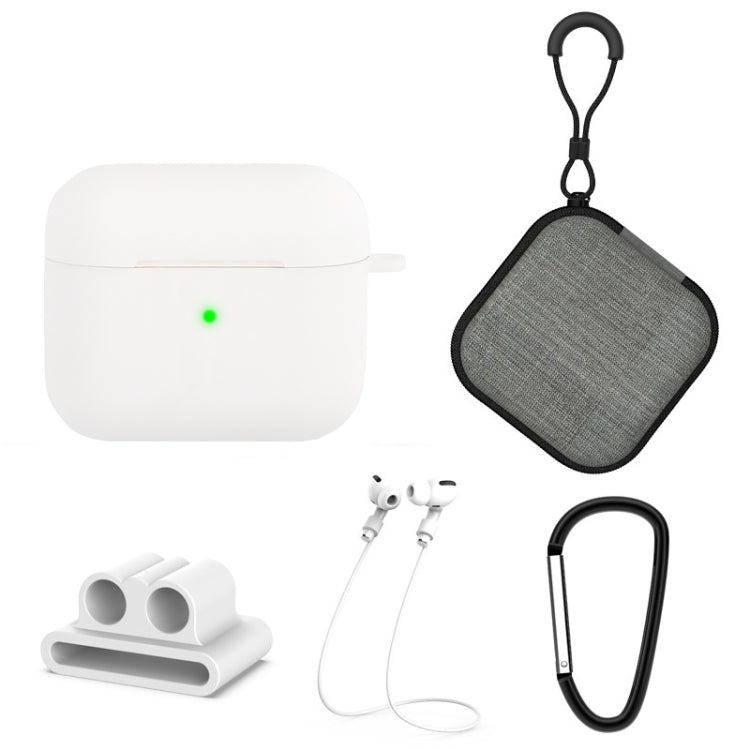 Custodia protettiva per auricolari in silicone 5 in 1 + borsa per auricolari + fibbia per auricolari + gancio + set di corde anti-smarrimento, For AirPods 3