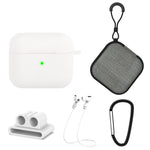 Custodia protettiva per auricolari in silicone 5 in 1 + borsa per auricolari + fibbia per auricolari + gancio + set di corde anti-smarrimento, For AirPods 3