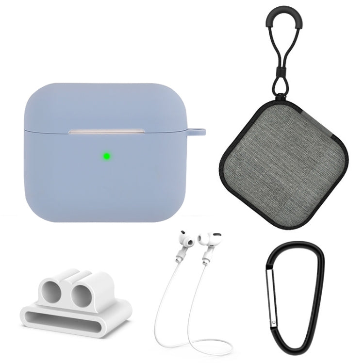 Custodia protettiva per auricolari in silicone 5 in 1 + borsa per auricolari + fibbia per auricolari + gancio + set di corde anti-smarrimento, For AirPods 3