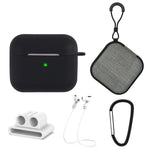 Custodia protettiva per auricolari in silicone 5 in 1 + borsa per auricolari + fibbia per auricolari + gancio + set di corde anti-smarrimento, For AirPods 3