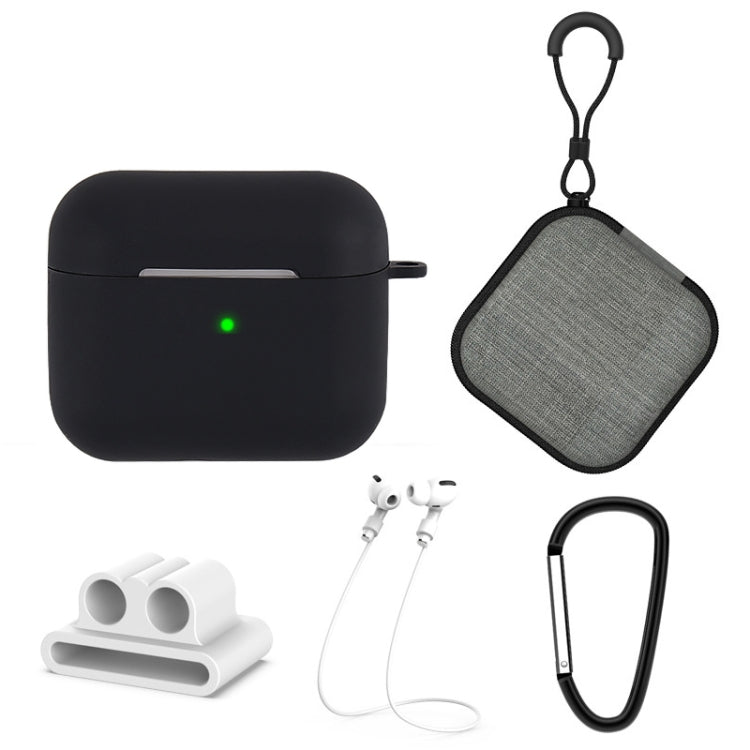 Custodia protettiva per auricolari in silicone 5 in 1 + borsa per auricolari + fibbia per auricolari + gancio + set di corde anti-smarrimento, For AirPods 3