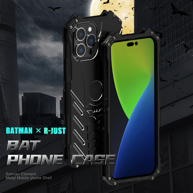 Custodia protettiva per cellulare R-JUST Batman in metallo, For iPhone 14, For iPhone 14 Plus, For iPhone 14 Pro, For iPhone 14 Pro Max