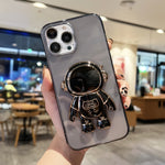 Custodia per cellulare in TPU con supporto per astronauta placcato, For iPhone 12 Pro Max, For iPhone 11, For iPhone 11 Pro Max
