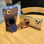 Custodia per cellulare in TPU con supporto per astronauta placcato, For iPhone 12 Pro Max, For iPhone 11, For iPhone 11 Pro Max