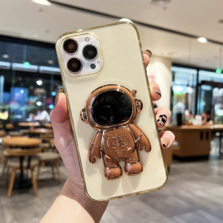 Custodia per cellulare in TPU con supporto per astronauta placcato, For iPhone 12 Pro Max, For iPhone 11, For iPhone 11 Pro Max