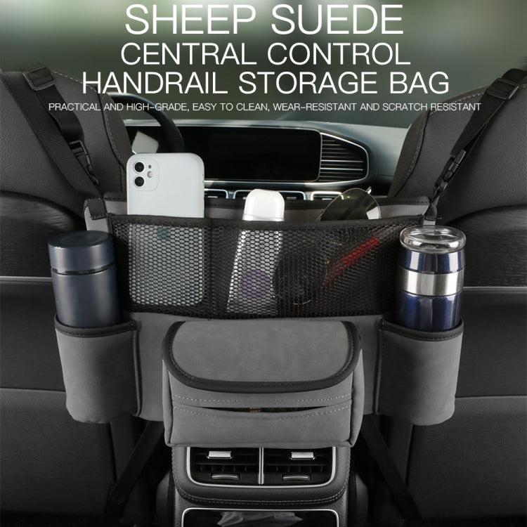 Borsa da appendere per console centrale per auto da 2 pezzi Borsa portaoggetti in pelle di montone