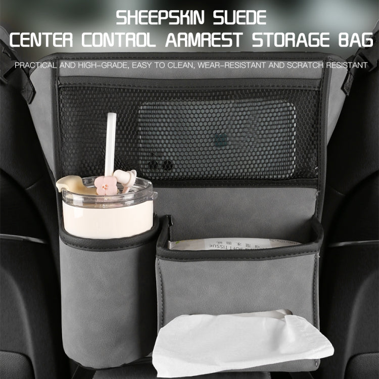 Borsa da appendere per console centrale per auto da 2 pezzi Borsa portaoggetti in pelle di montone