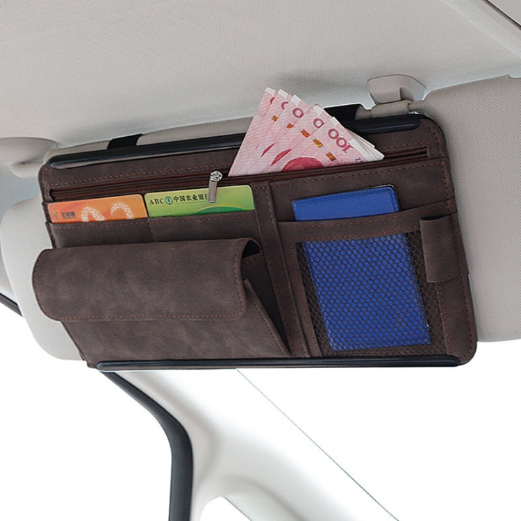 Borsa portaoggetti in pelle di montone con visiera parasole per auto da 2 pezzi
