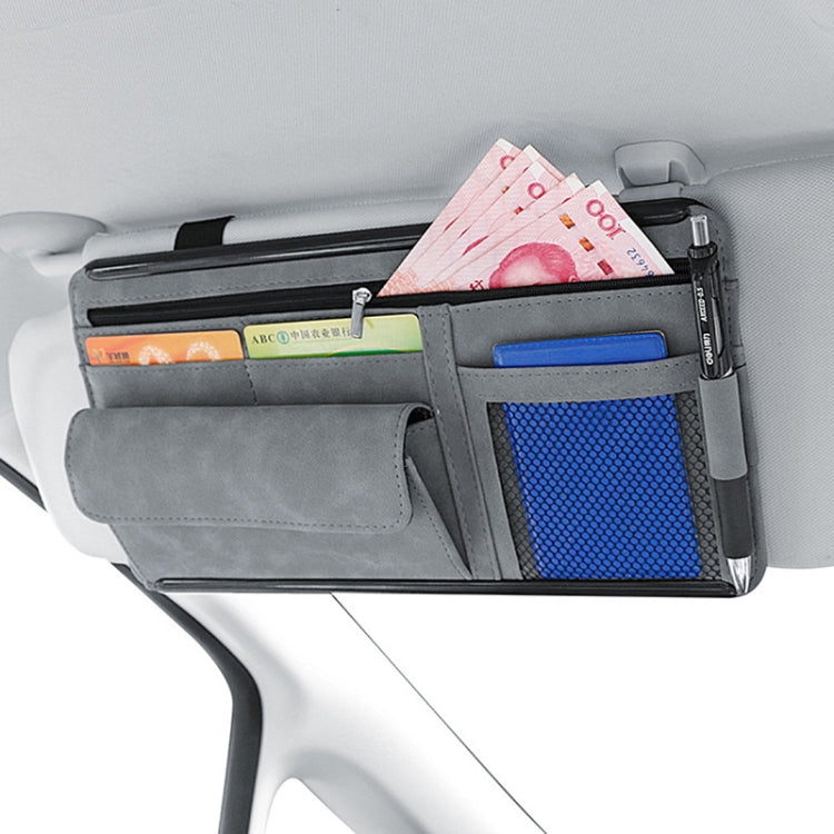 Borsa portaoggetti in pelle di montone con visiera parasole per auto da 2 pezzi