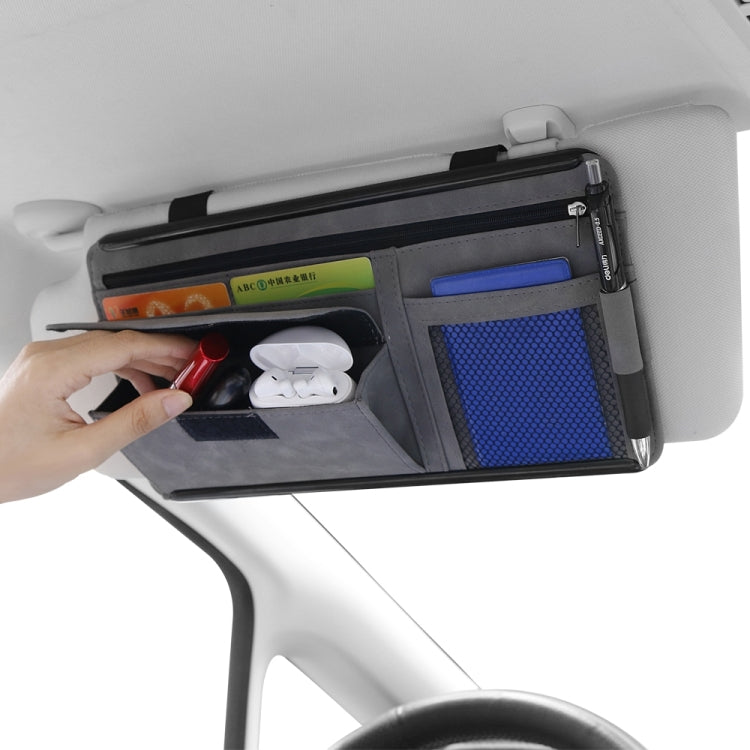 Borsa portaoggetti in pelle di montone con visiera parasole per auto da 2 pezzi