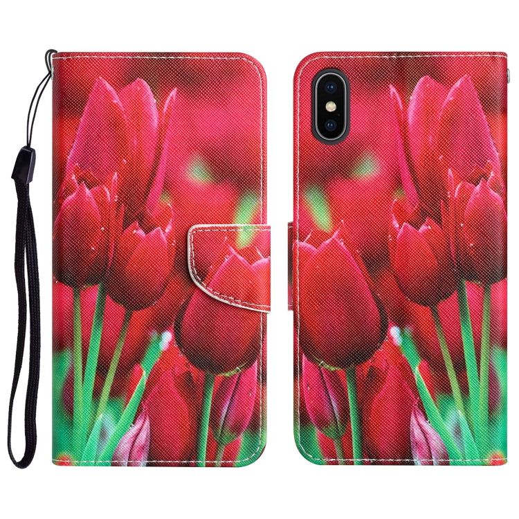Custodia per telefono in pelle con disegno colorato, For iPhone XS Max