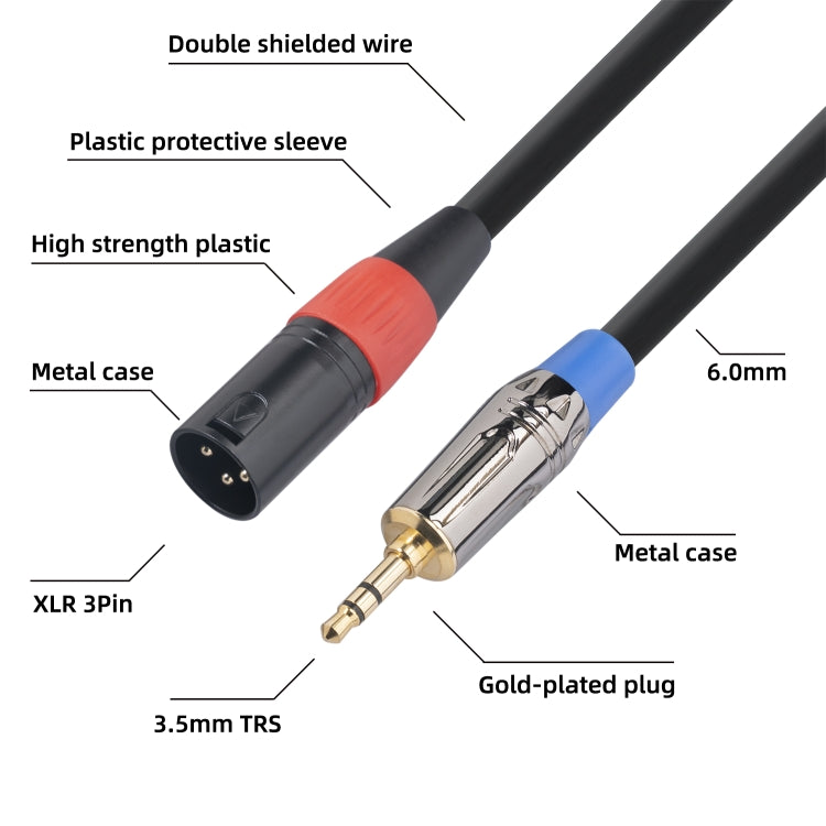 TC194BUXK108-03 3.5mm TRS Male to XLR 3 Pin Male Microphone Audio Cable, Length: 30cm, 3.5mm M to XLR M