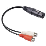 Cavo audio XLR femmina 3 pin a 2 RCA femmina 20 cm