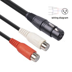 Cavo audio XLR femmina 3 pin a 2 RCA femmina 20 cm