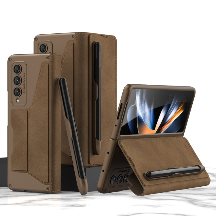 Custodia per telefono in pelle flip GKK Armor con slot per penne, For Samsung Galaxy Z Fold4