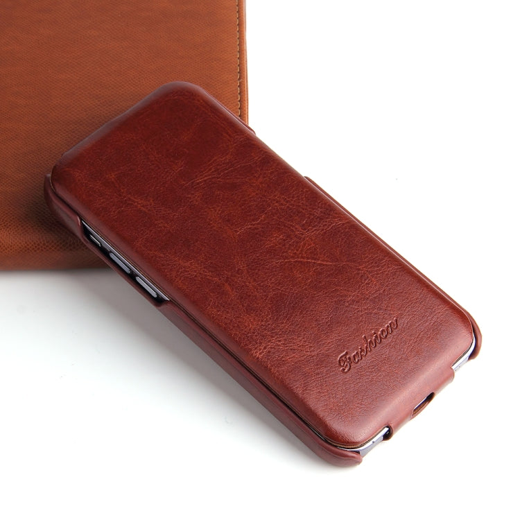 Fierre Shann Oil Wax Texture Custodia per cellulare in PU a vibrazione verticale, For iPhone 14, For iPhone 14 Plus, For iPhone 14 Pro, For iPhone 14 Pro Max