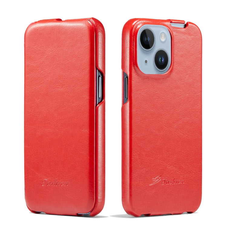 Fierre Shann Oil Wax Texture Custodia per cellulare in PU a vibrazione verticale, For iPhone 14, For iPhone 14 Plus, For iPhone 14 Pro, For iPhone 14 Pro Max