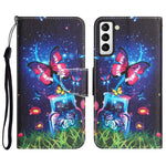 Custodia per telefono in pelle con disegno colorato, For Samsung Galaxy S21+ 5G